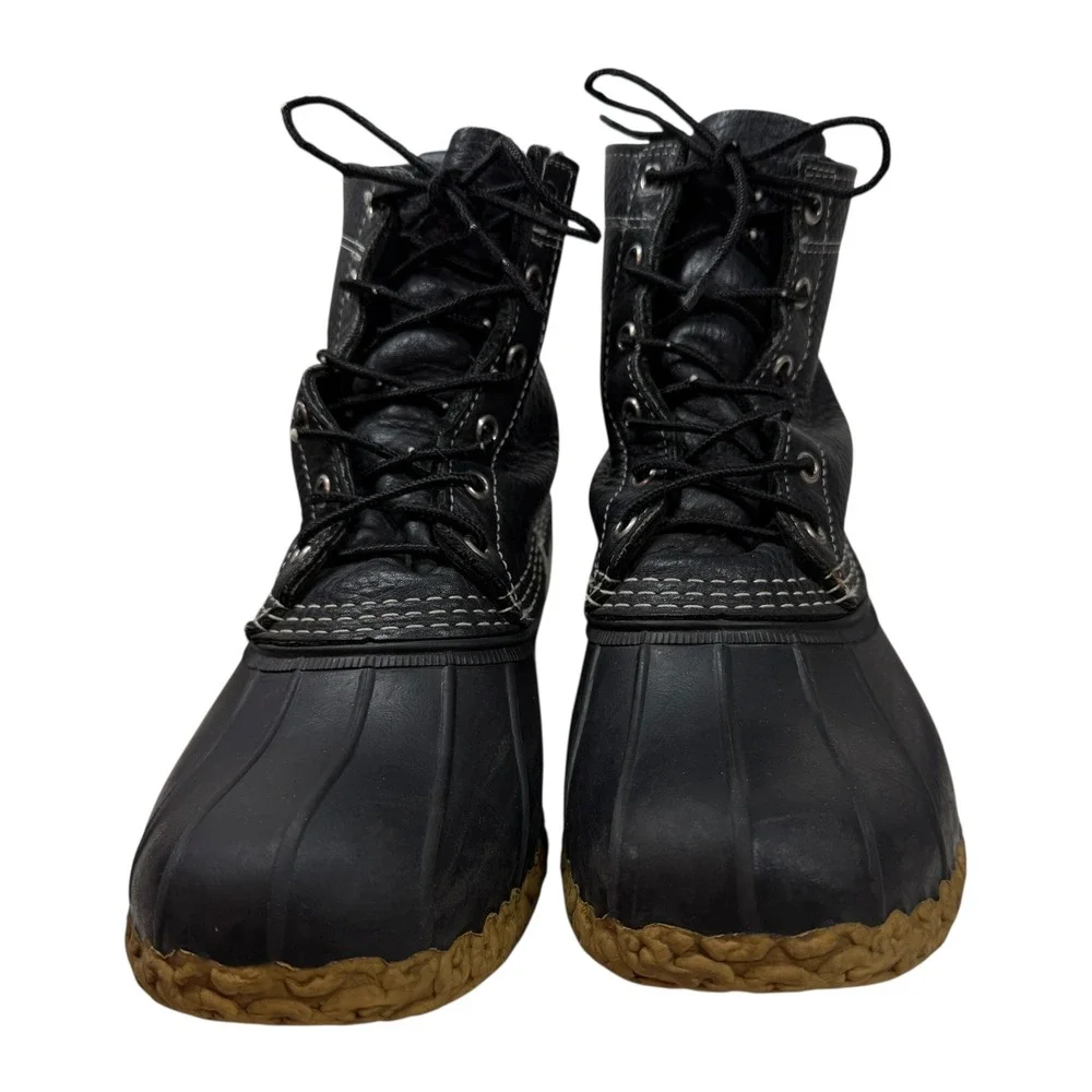 LL Bean Duck Boots Mens 8 EW Black Leather Waterproof Rain Snow Bean Boots
